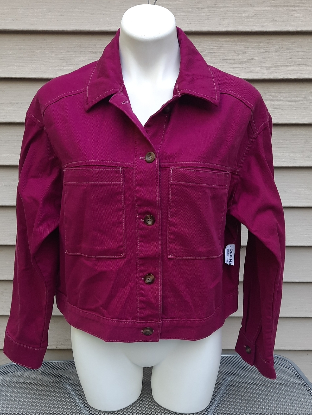 NEW Old Navy Crop Utility Jacket Boysenberry Size Large - Picture 4 of 11